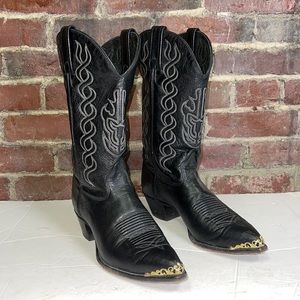 J. Chisholm Drover Series Cowboy Western black leather Boots Men Size 8.5